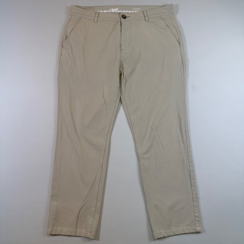 Mugsy Jeans Teddys Chinos Mens 36x30 Fits 36x27 Tan Casual Straight Leg Stretch